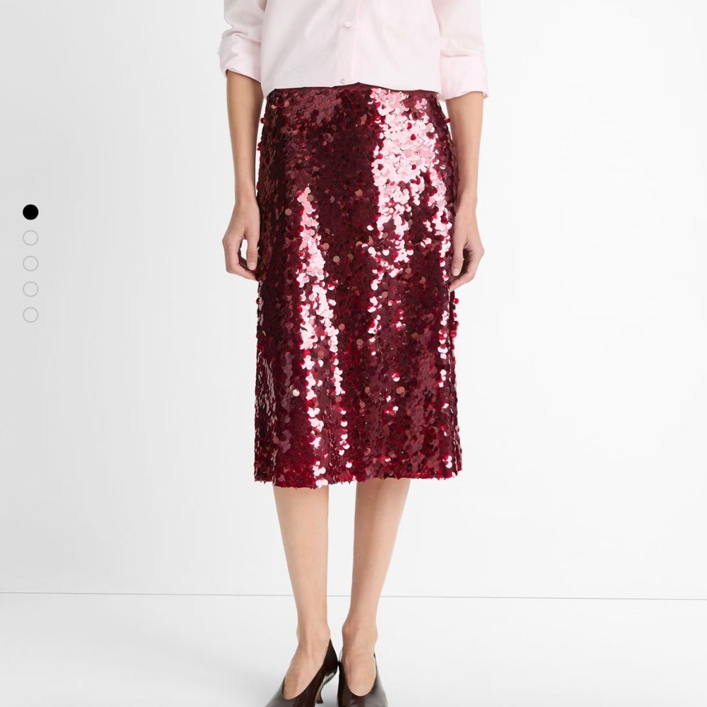 Vince Sequin Midi Skirt in Red